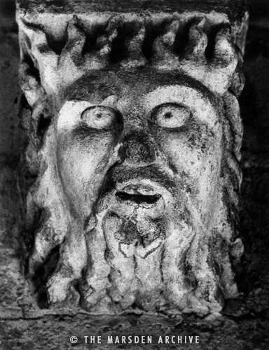 Sculpted Head, The Cloisters, Montmajour Abbey, Provence, France (MA-FR-656)