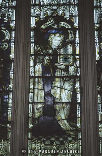 St Cecilia, patron saint of musicians, St Lawrence's Church, Lechlade, Gloucestershire, England (MA-SG-004)